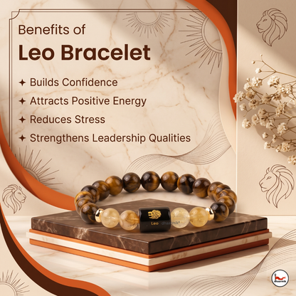 Leo (सिंह राशि) Zodiac Tiger Eye & Citrine Bracelet || 𝟮𝟯 𝗝𝘂𝗹 – 𝟮𝟮 𝗔𝘂𝗴 ||