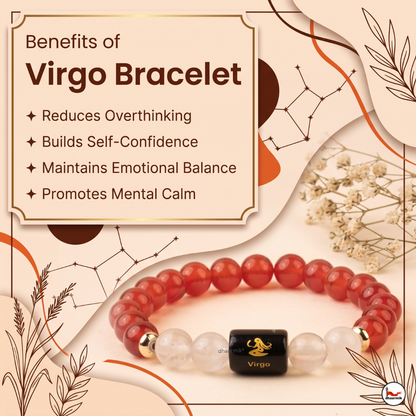 Virgo (कन्या राशि) Zodiac Carnelian & Milky Quartz Bracelet || 𝟮𝟯 𝗔𝘂𝗴 – 𝟮𝟮 𝗦𝗲𝗽 ||