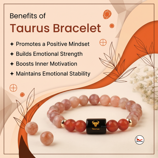 Taurus (वृषभ राशि) Zodiac Sunstone & Carnelian Bracelet || 𝟮𝟬 𝗔𝗽𝗿 – 𝟮𝟬 𝗠𝗮𝘆 ||