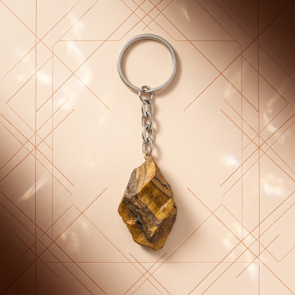 Raw Tiger Eye Keychain