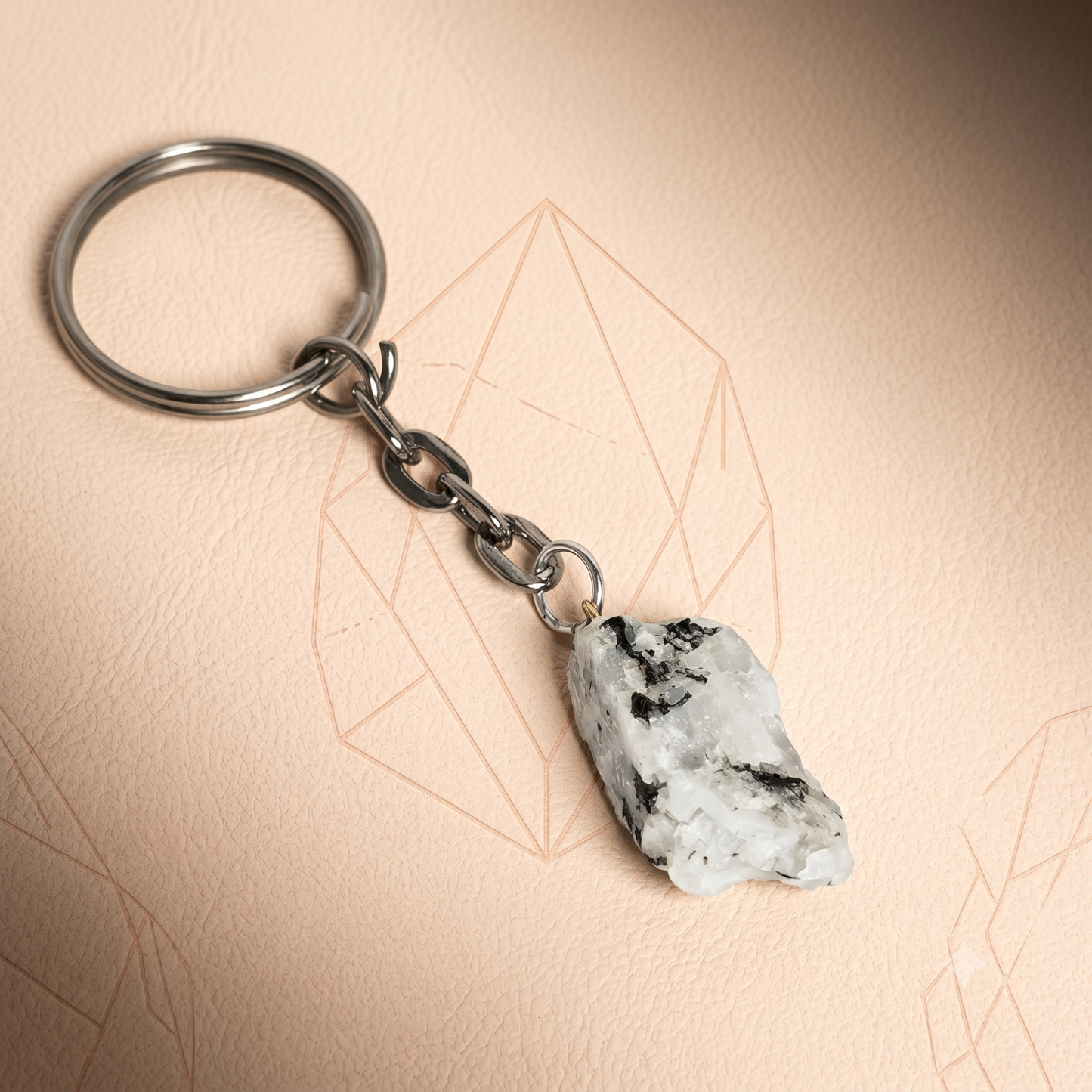 Raw Moonstone Keychain