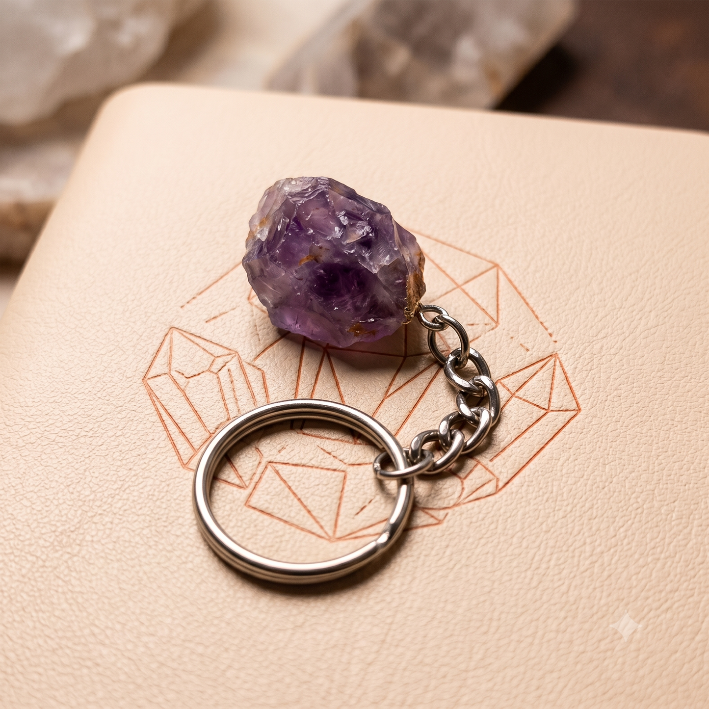 Raw Amethyst Keychain