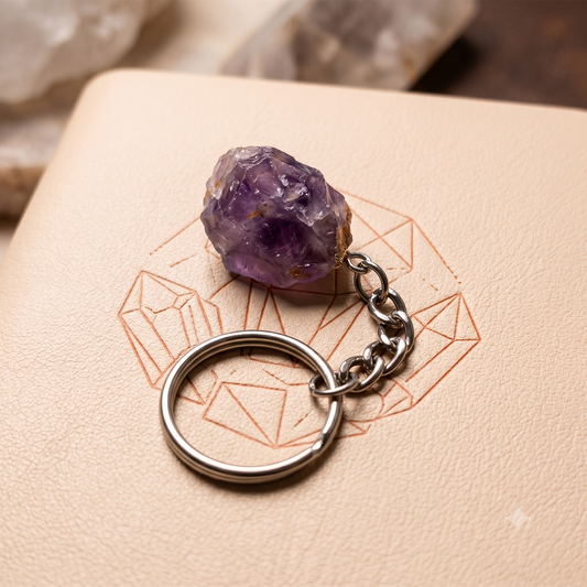 Raw Amethyst Keychain