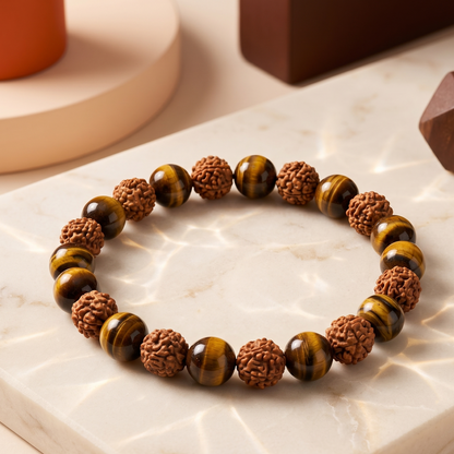 Strength Bracelet ( Rudraksh & Tiger eye)