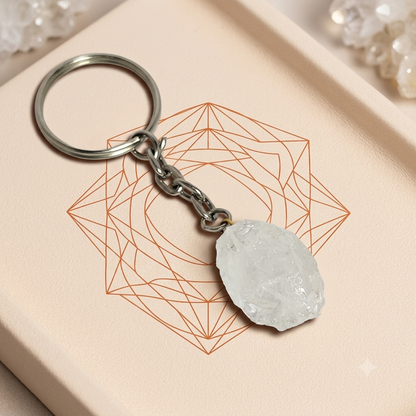 Raw Clear Quartz Keychain