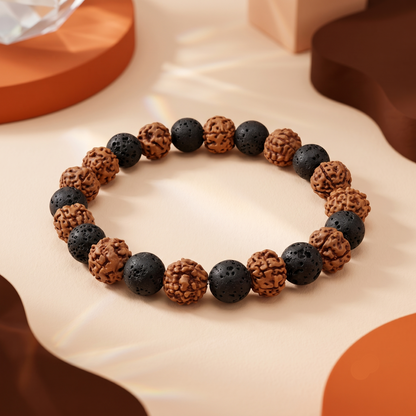 Grounded Power Bracelet (Rudraksha & Lava)