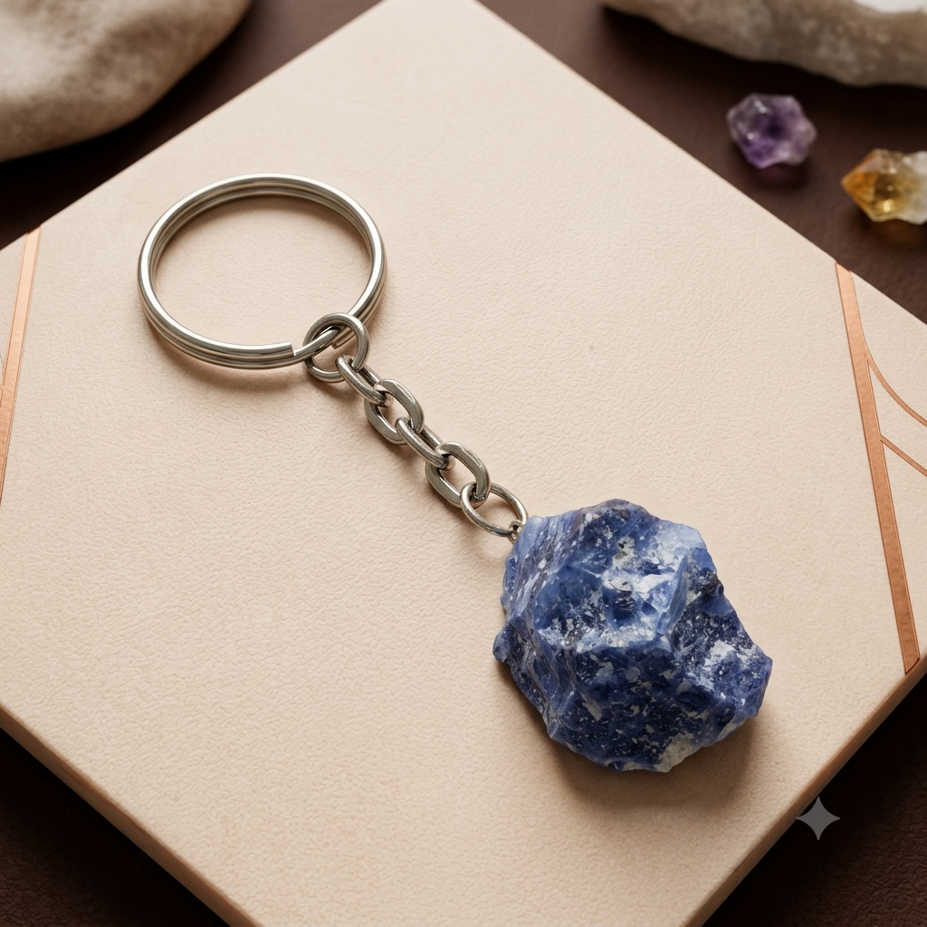 Raw Sodalite Keychain