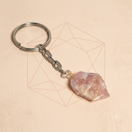 Raw Rose Quartz Keychain