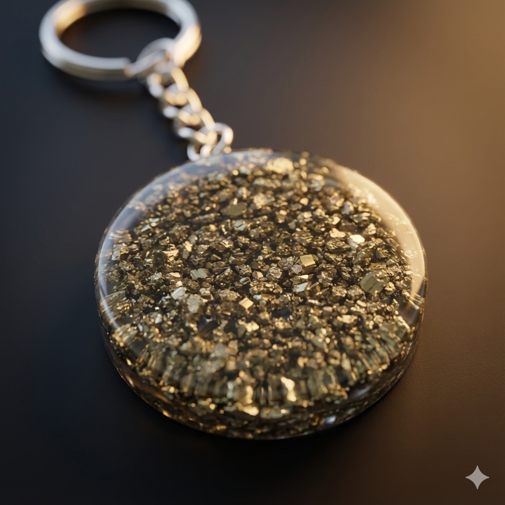 Resin Pyrite Keychain