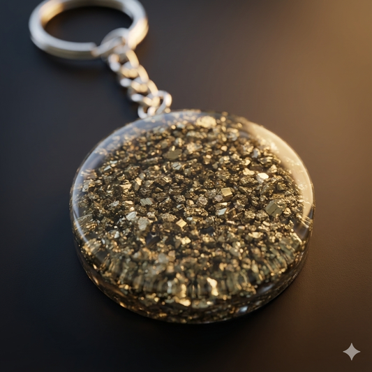 Resin Pyrite Keychain
